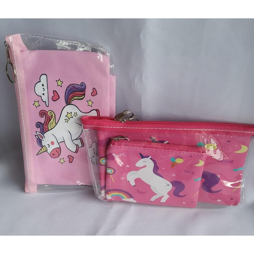 CARTUCHERA 1C. X2 + MONEDERO UNICORNIO