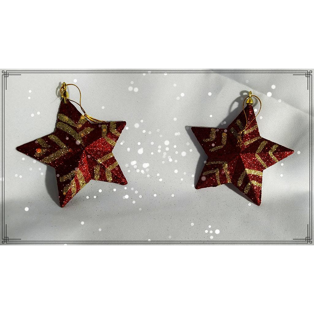 ESTRELLAS ROJAS RAYADA ORO C/GLITER