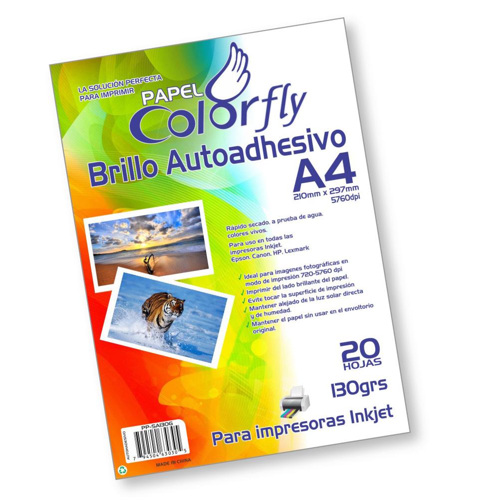 PAPEL FOTOGRAFICO A4 BRILLO AUTOADHESIVO