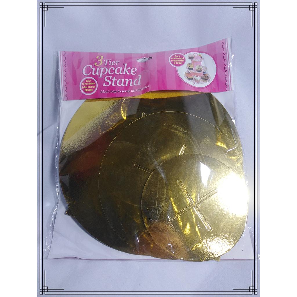 SOPORTE P/CUPCAKE 3 NIVELES METALIZADO