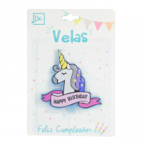 VELA PLAQUETA UNICORNIO