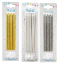 VELA X6  LARGAS GLITTER DIFERENTES COLORES