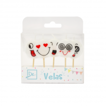 VELA X5 CARITAS BLANCO DIVERTIDAS